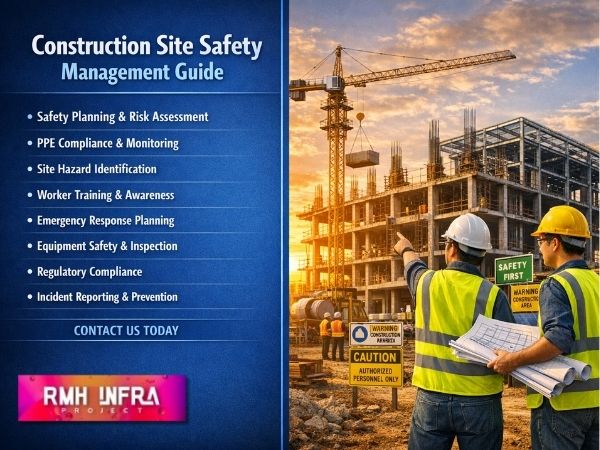 construction site safety management workers safety helmet infrastructure